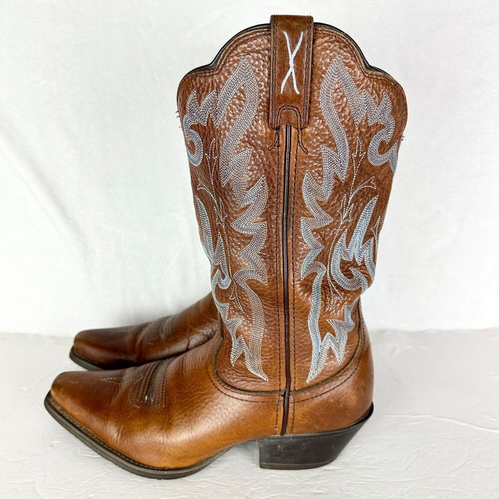 Twisted X Women's Cowboy Boots Size 8.5 Western Rodeo Brown Blue Embroidered